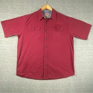 Wrangler Mens Red‎ Flex For Comfort Short Sleeve Button Down Shirt Size L